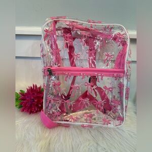 4/$25 • Aliceset Coquette Pink Bow Clear‎ Backpack
